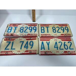 Set of 4 Vintage 1976 Illinois Bicentennial License Plates – Land of Lincoln
